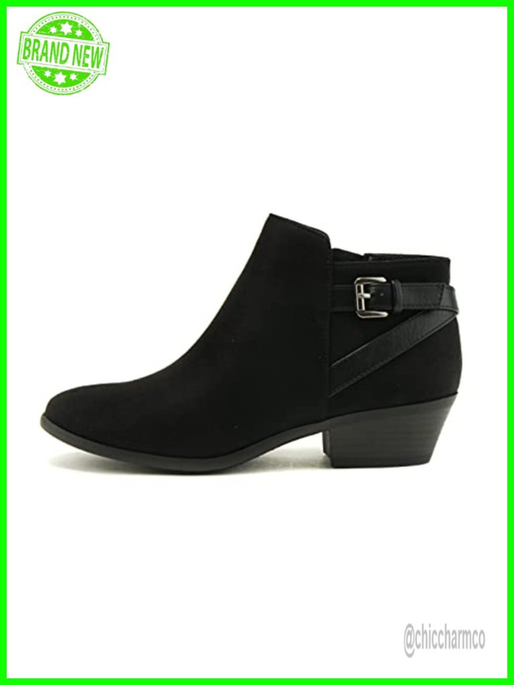 Faux Suede Round Toe Stacked Heel Western Ankle Bootie